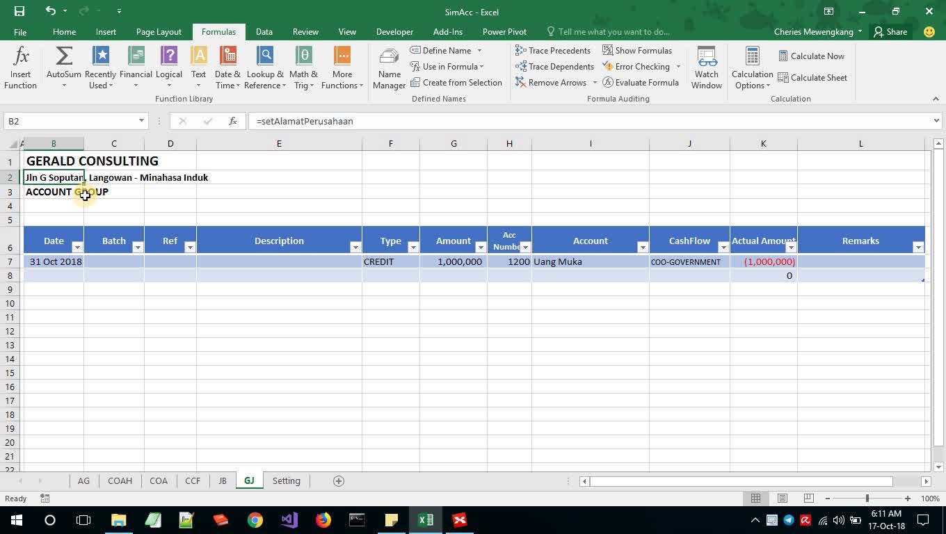 Membuat aplikasi akuntansi berbasis Excel - vid 7 - Formatting