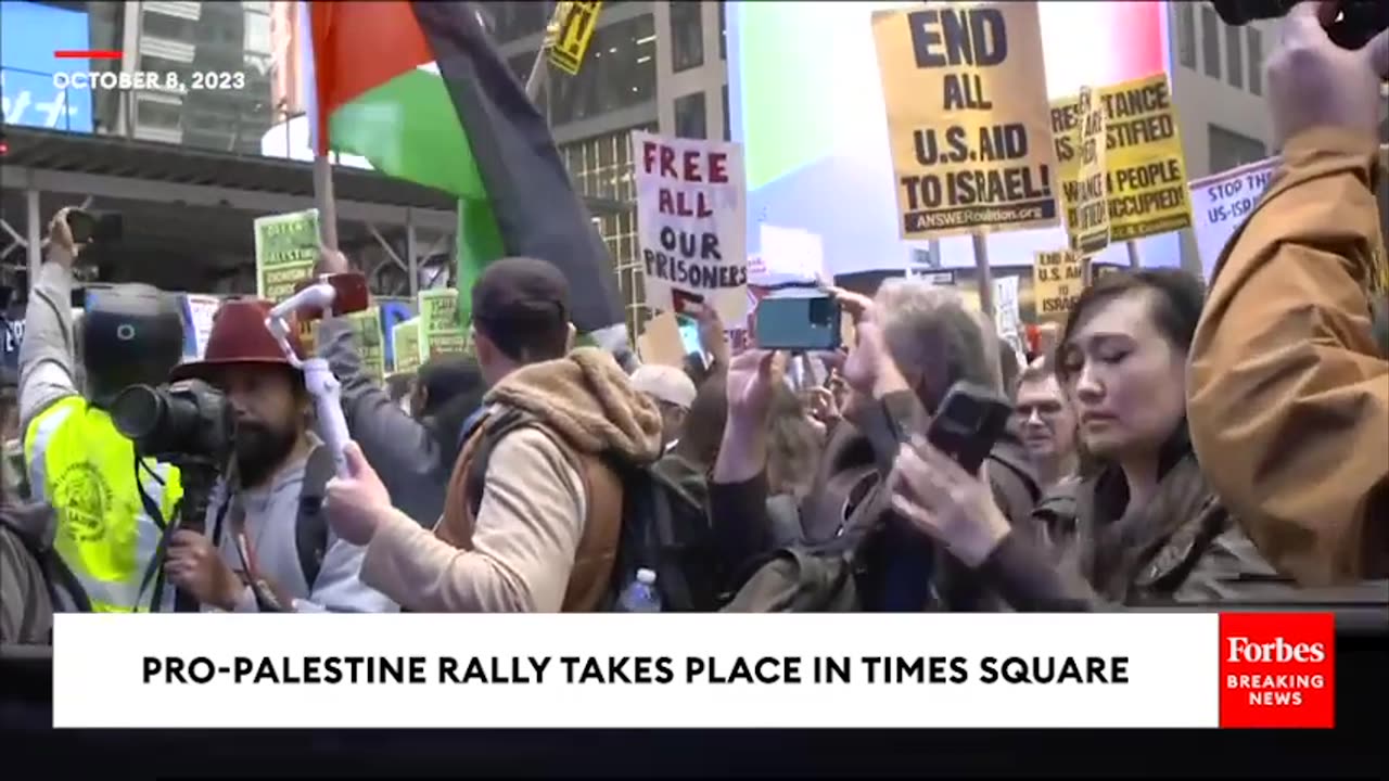 JUST IN- Pro-Palestinian Demonstration Takes Place In Times Square