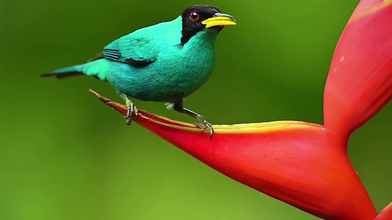 Green honeycreeper birds