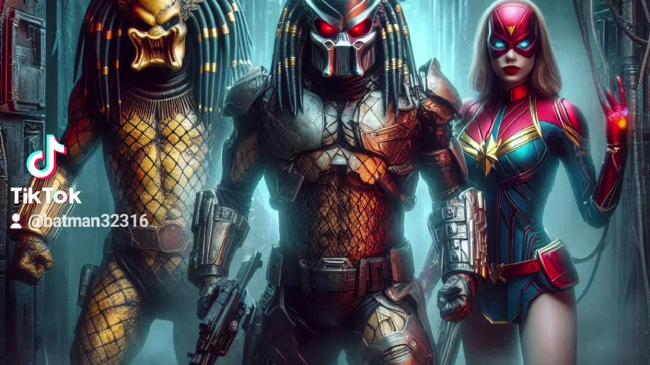 Predator and dc and marvel characters ai art