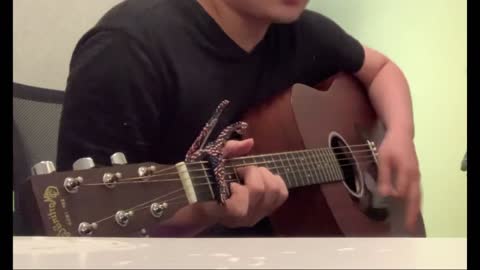 The most popular song in Korea recently, playing the guitar.