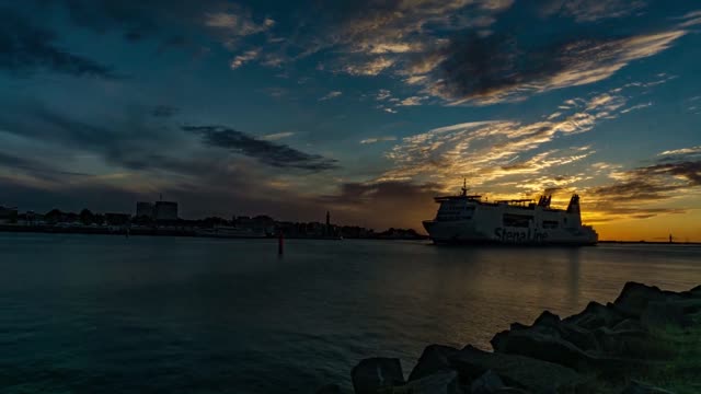 Gorgeous Ship Cruising During a Beautiful Sunset