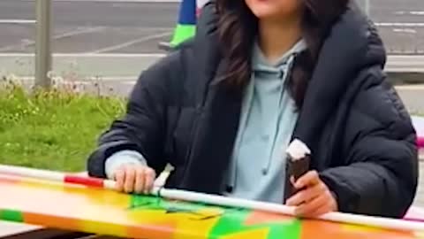 BLIND GIRL EATING ICE-CREAM PRANK😂