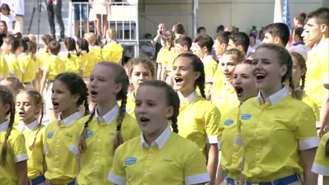 Lovely Spirited Russian Children Sing The Anthem