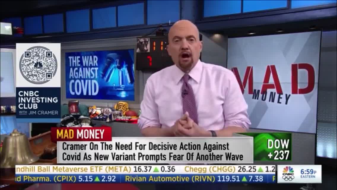 Jim Cramer Goes Off the Rails: Begs Military to Declare 'War' on Unvaccinated