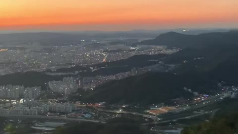 sunset view of korean mountain(sik jang mountain)