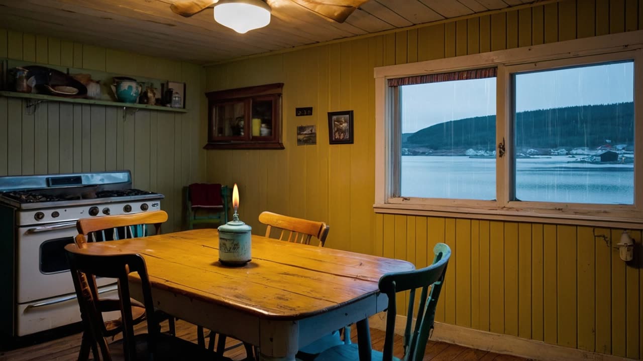 Cozy Newfoundland Cottage: Rainfall & Flickering Lantern: 1 Hour Relaxing Rain Sounds