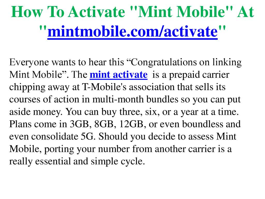 How To Activate "Mint Mobile" At "mintmobile.com/activate"