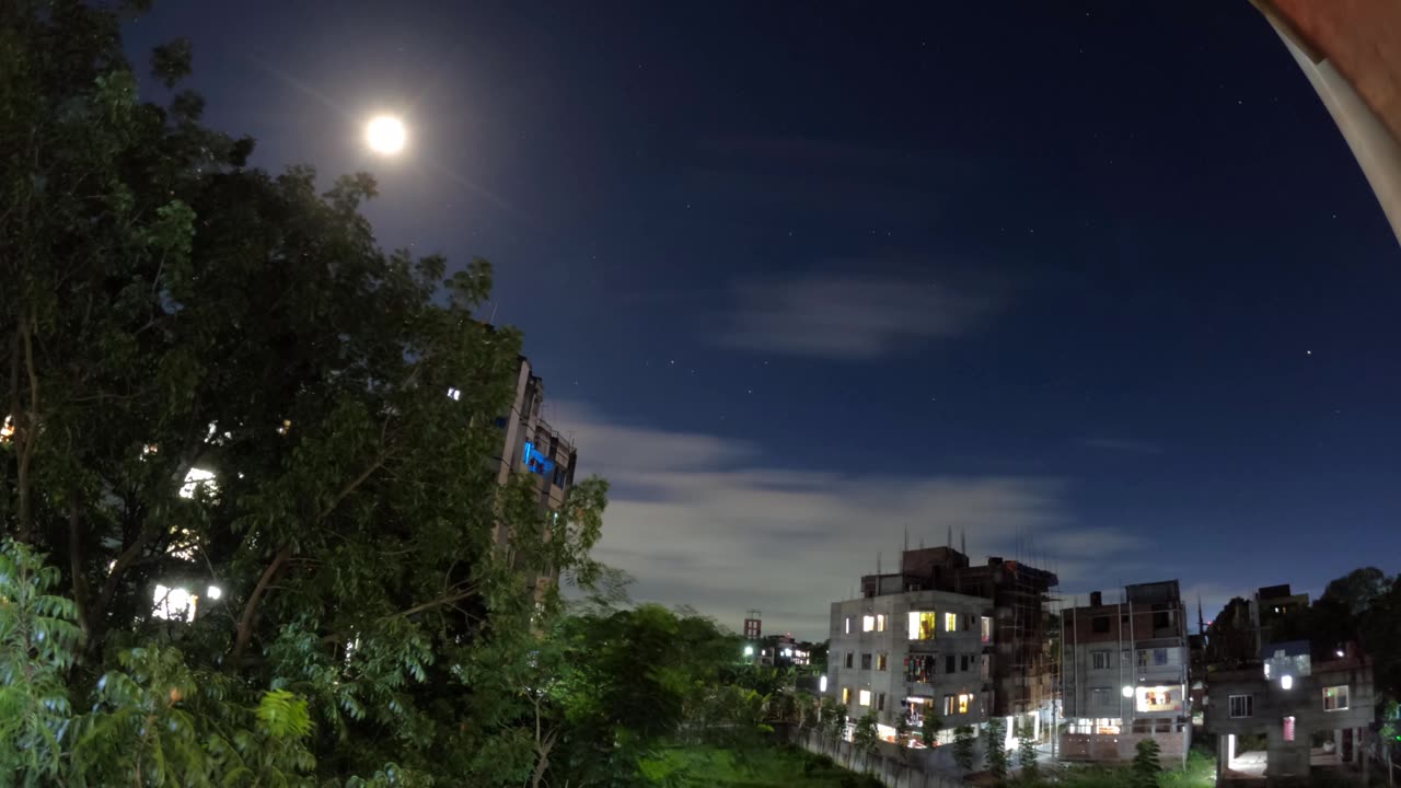 Night lapse from my Veranda! See the moving moon, running clouds! চাঁদনী রাতের নাইট ল্যাপস ভিডিও!