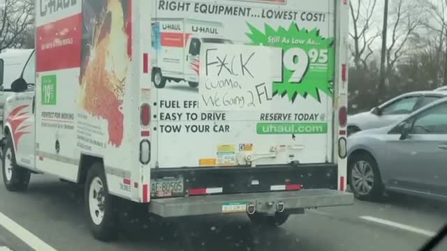 U-HAUL spotted leaving New York: “F*** Cuomo, we going 2 FL.”