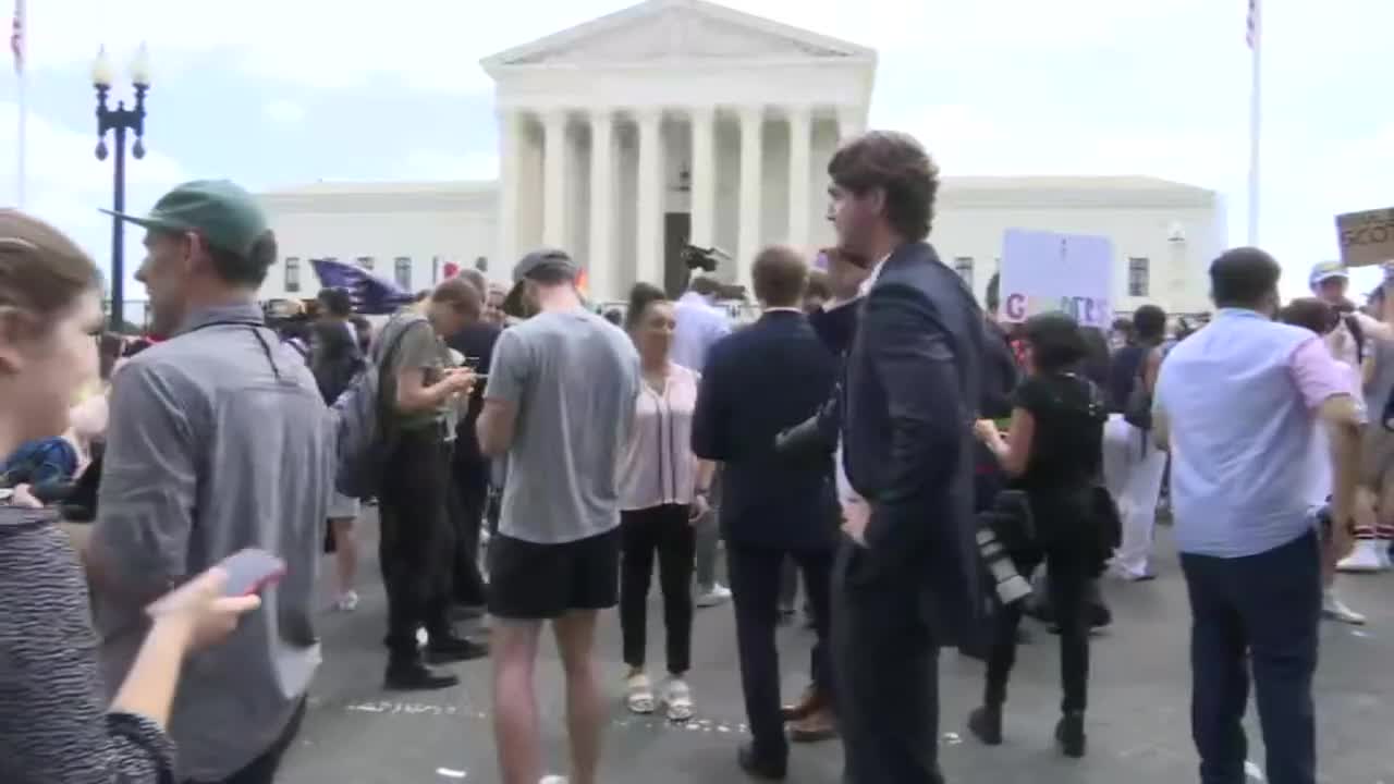 Roe v. Wade overturned: Protesters gather outside Supreme Court after Roe v. Wade overturned.