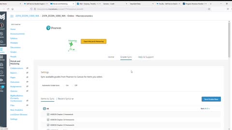 Syncing MyEconLab grades in Canvas