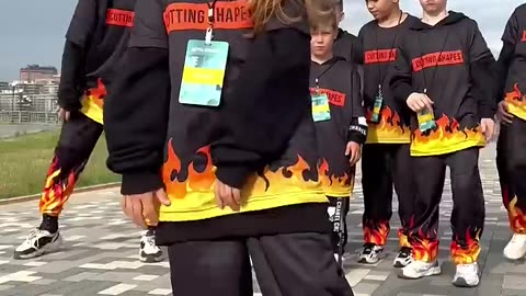 Cute children dancing step