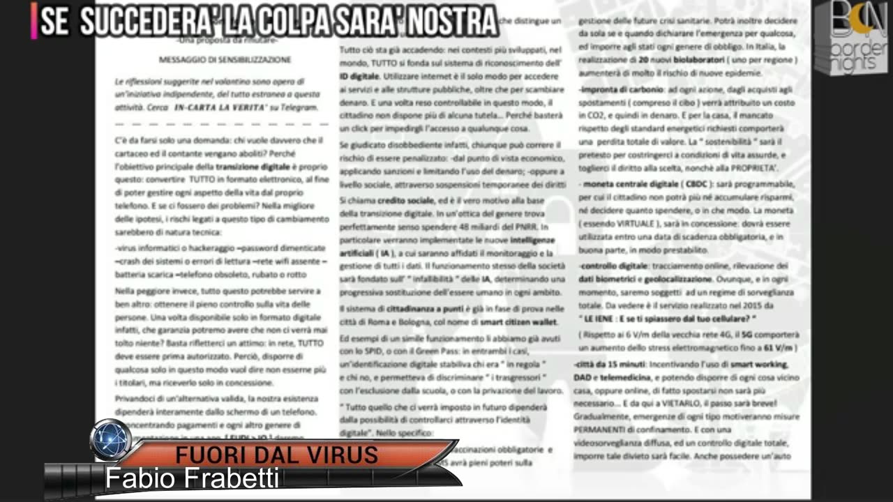 SE SUCCEDERA' LA COLPA SARA' NOSTRA. Fuori dal Virus n.933.SP