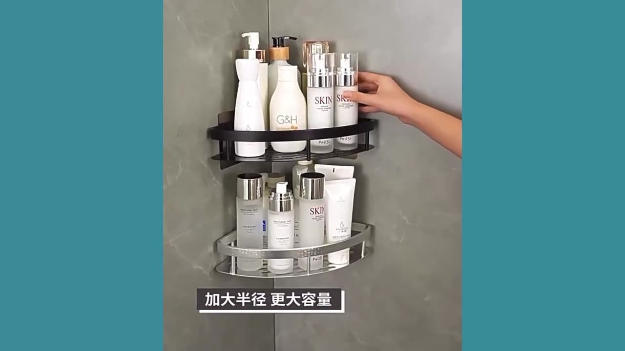 No Drill Aluminum Shower Shelf – Bathroom Accessories Organizer for Shampoo & Makeup