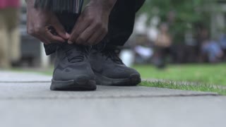 man | tying | shoe | lace | trainer | hornseywood | hd