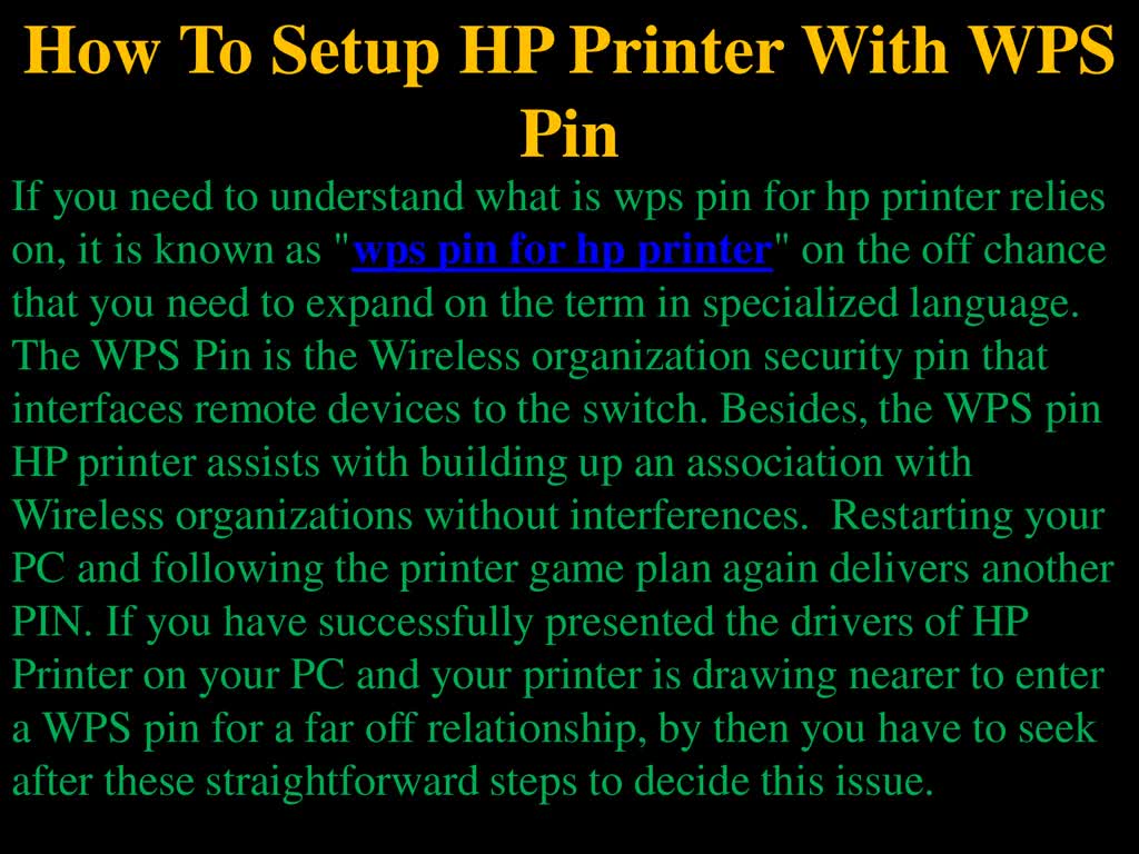How To Setup HP Printer With WPS Pin Easy