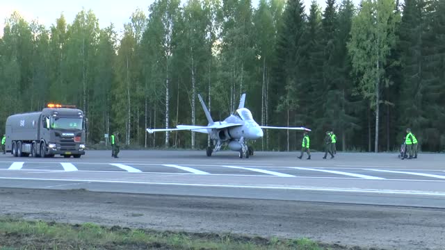 Aircraft Fighter Refueling on the highway