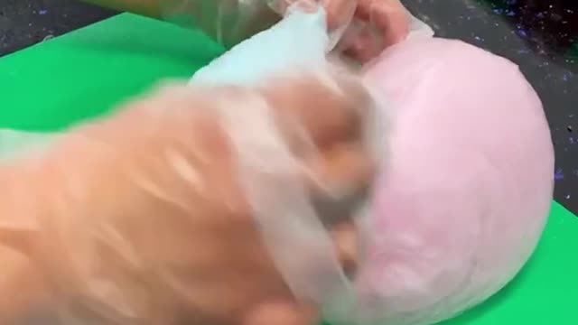 Beautiful colorful Cotton Candy Burrito with Ice Cream