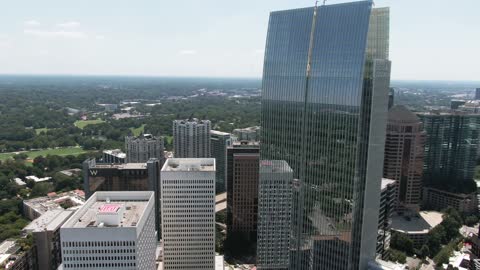 Aerial view of the city and skyscrapers