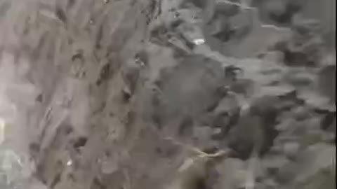 Direct hit of a mine from Russian artillery in the trench of Ukraine