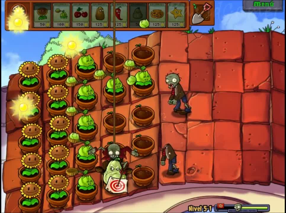 Plants vs Zombies Aventura Tejado Nivel 5 1