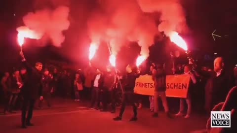 Sweden protesting the health pass "Freedom Sweden we have had enough"