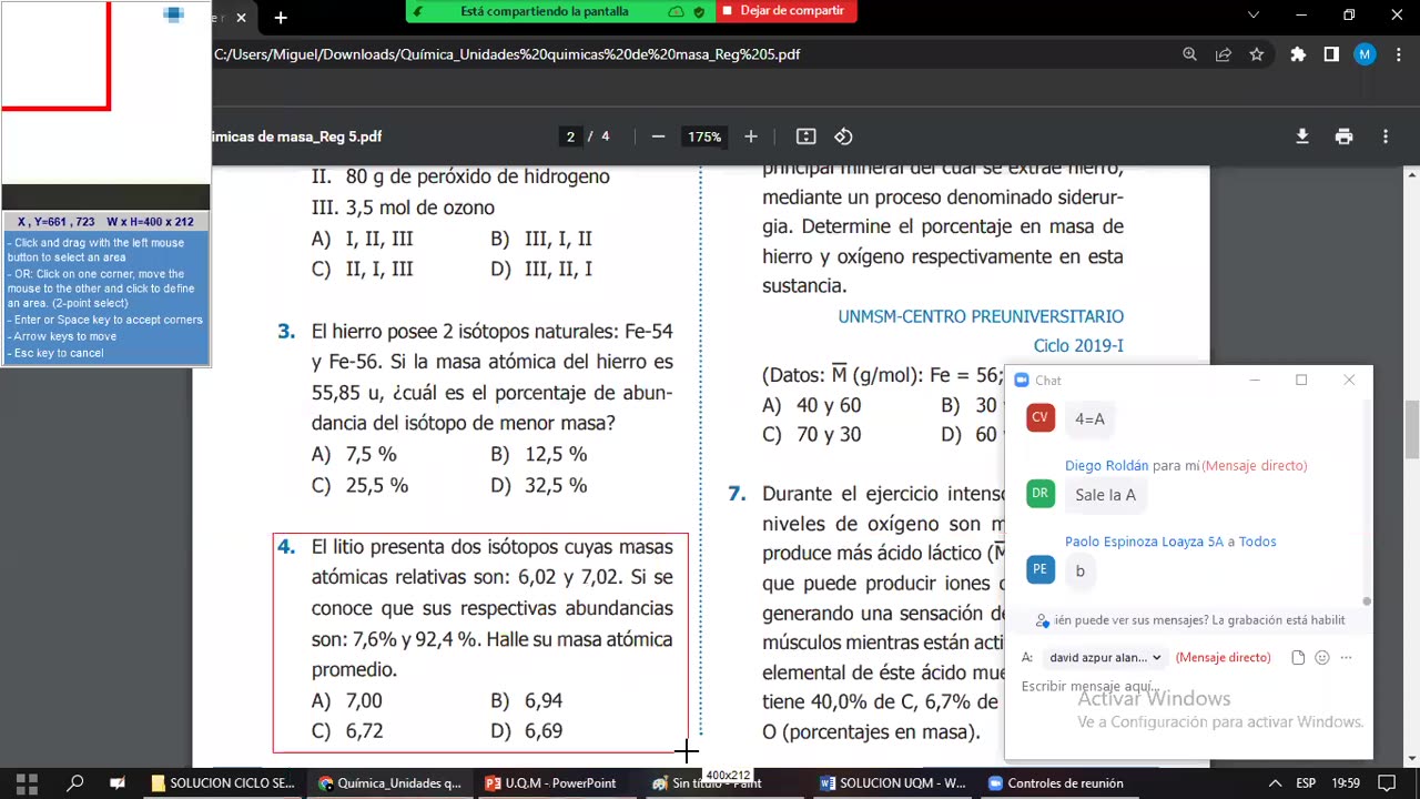 PAMER SEMESTRAL ESCOLAR 2022 | Semana 05 | Química