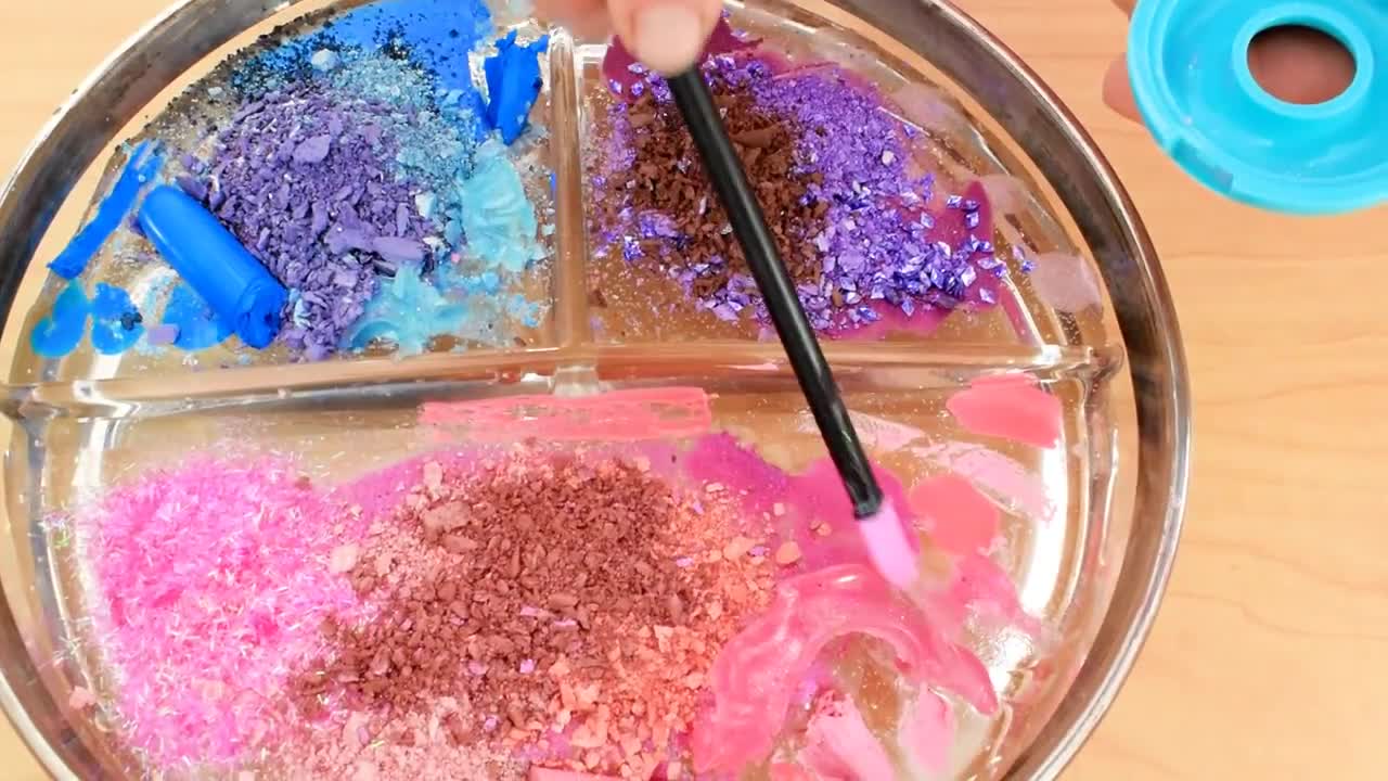 Mixing Makeup Eyeshadow Into Slime! Pink vs Blue vs Purple Special Series Satisf