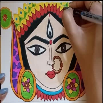 Easy Drawing Of Maa Durga Face | Ma Durga Drawing | How To Draw Durga Maa Step By Step