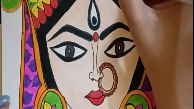 Easy Drawing Of Maa Durga Face | Ma Durga Drawing | How To Draw Durga Maa Step By Step