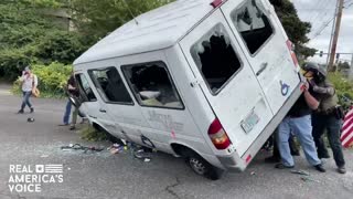 Proud Boys FLIP Antifa Van in Portland