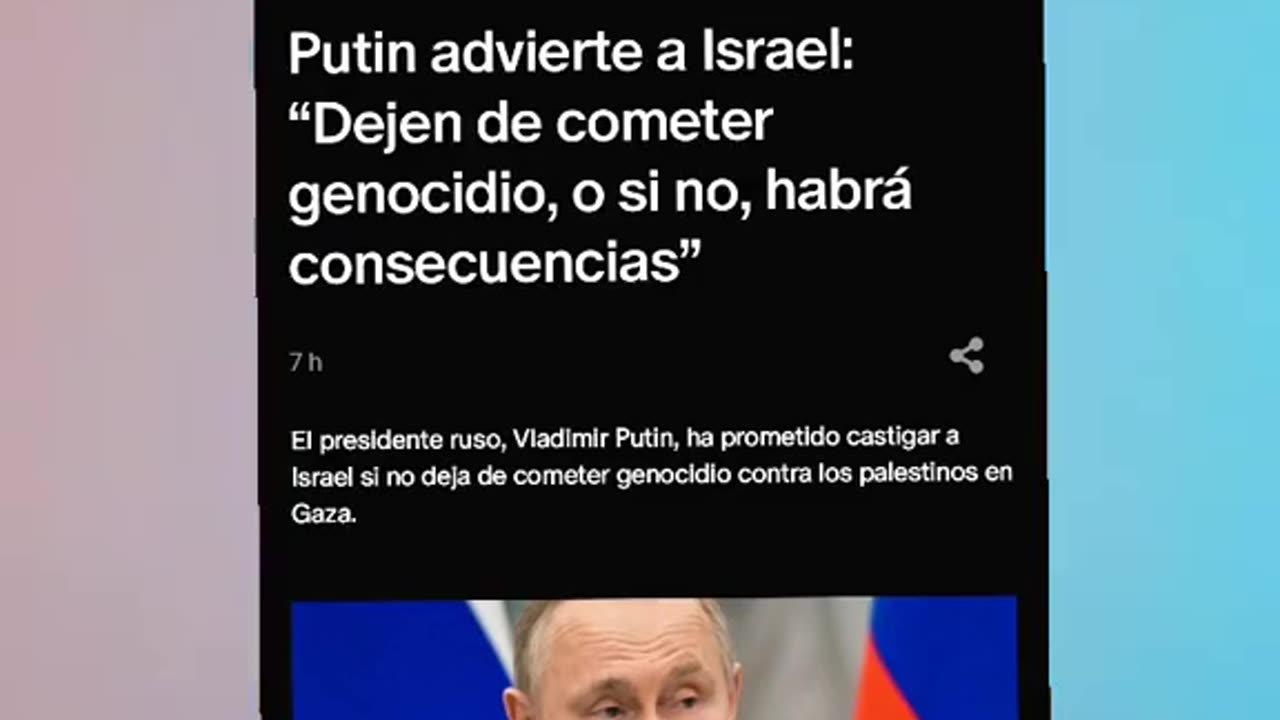 Putin advierte a Israel: “Dejen de cometer genocidio, o si no, habrá consecuencias”