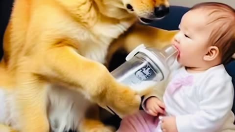 The Sweet Dog with Baby 👶