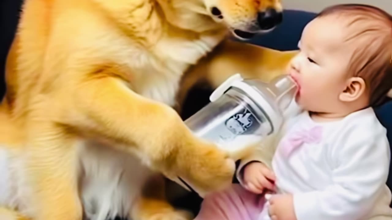 The Sweet Dog with Baby 👶