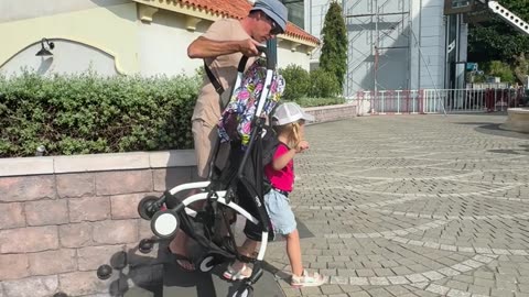 Dad's Method of Getting a Stroller Up Stairs