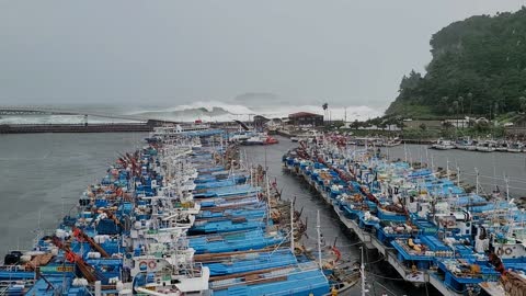 The waves are strong on typhoon days.