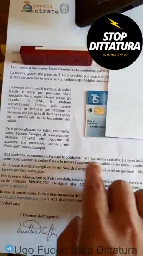 La Tessera Sanitaria - Chi non si vaccina niente cure sanitarie - Settembre 2021