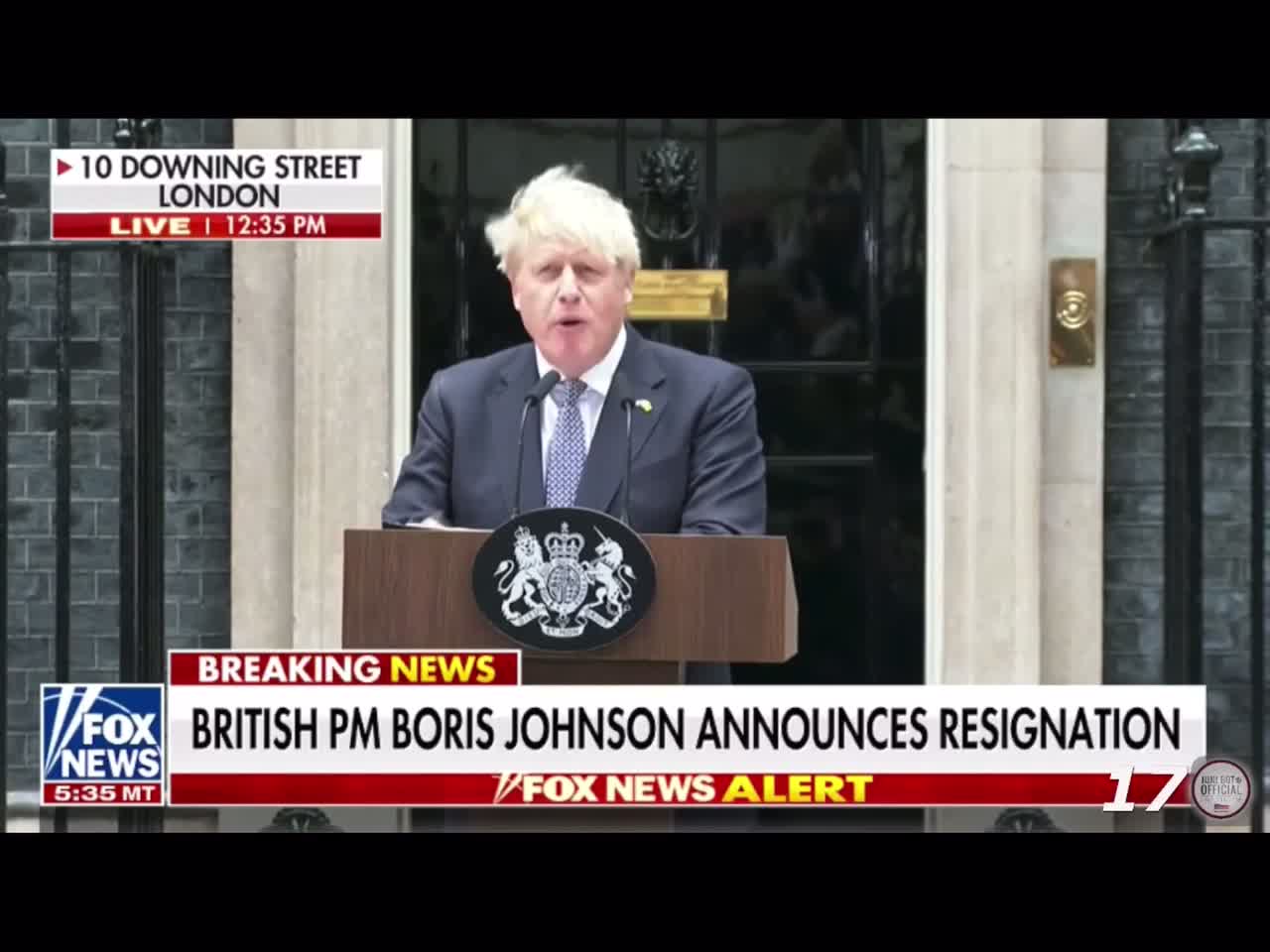 Boris Johnson announces his resignation.