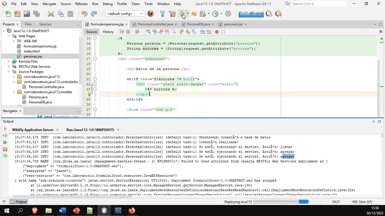 Java parte 115. Desarrollo web, parte 16. CRUD Modelo Vista Controlador 4. Validaciones.