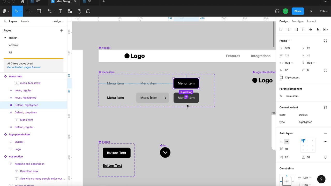 WEB DESIGN IN FIGMA ep.11 Dropdown Menu Navigation – Free UX UI Course