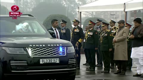 PM Narendra Modi arrives at the Beating Retreat Ceremony 2023.