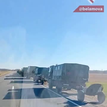 Belarusian military column marked with red squares