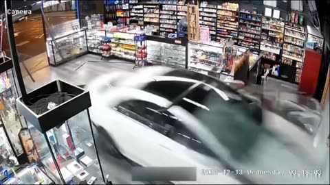 She hits the Brakes after EXITING the Building