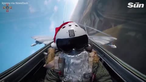 Ukrainian pilot wearing Santa hat launches missiles at Russian troops