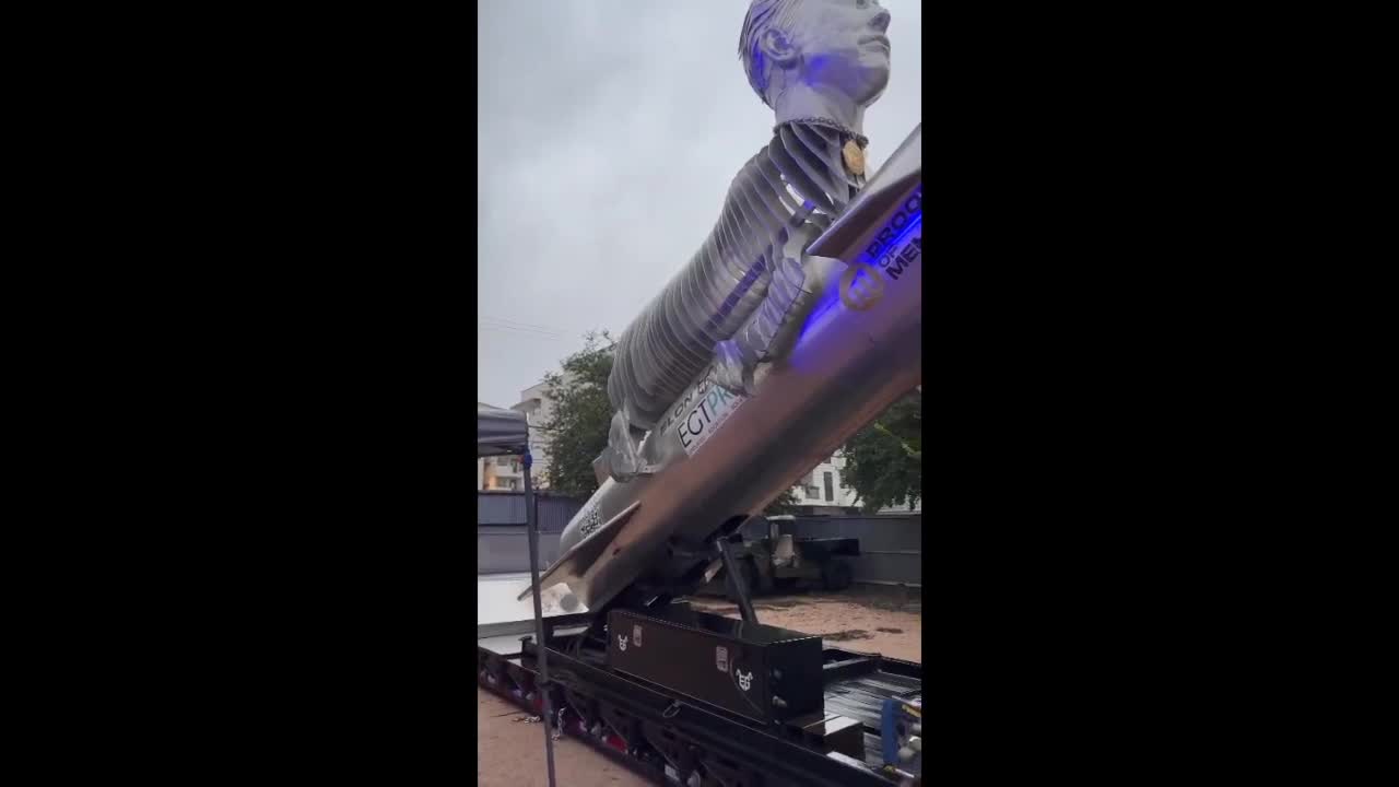 Large 'Elon Musk GOAT' statue delivered to Tesla HQ in Austin FOX 7 Austin