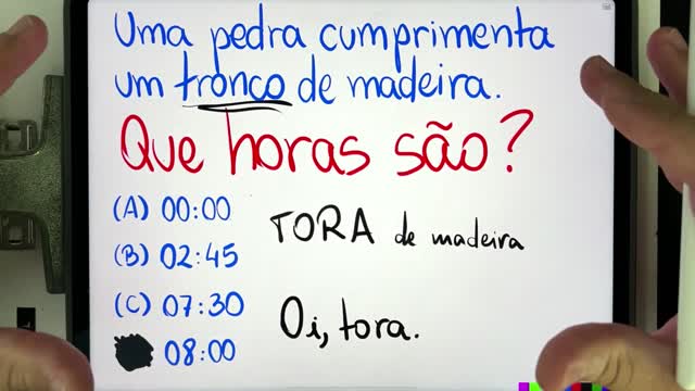 🤯 Uma pedra cumprimenta um tronco de madeira. Que horas são Você consegue desbugar