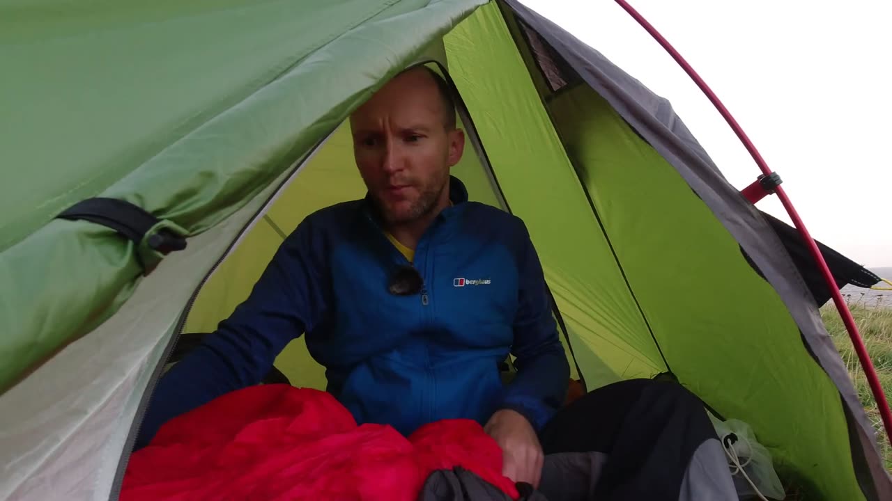 Solo camping at mountain