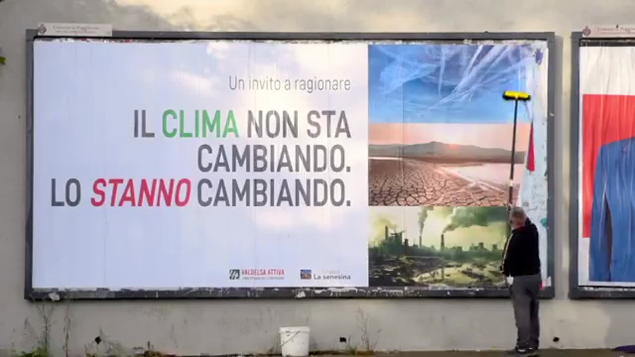 Campagna affissioni No Geoingegneria, a Poggibonsi (Siena)