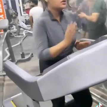 Sexy girl walk in gym